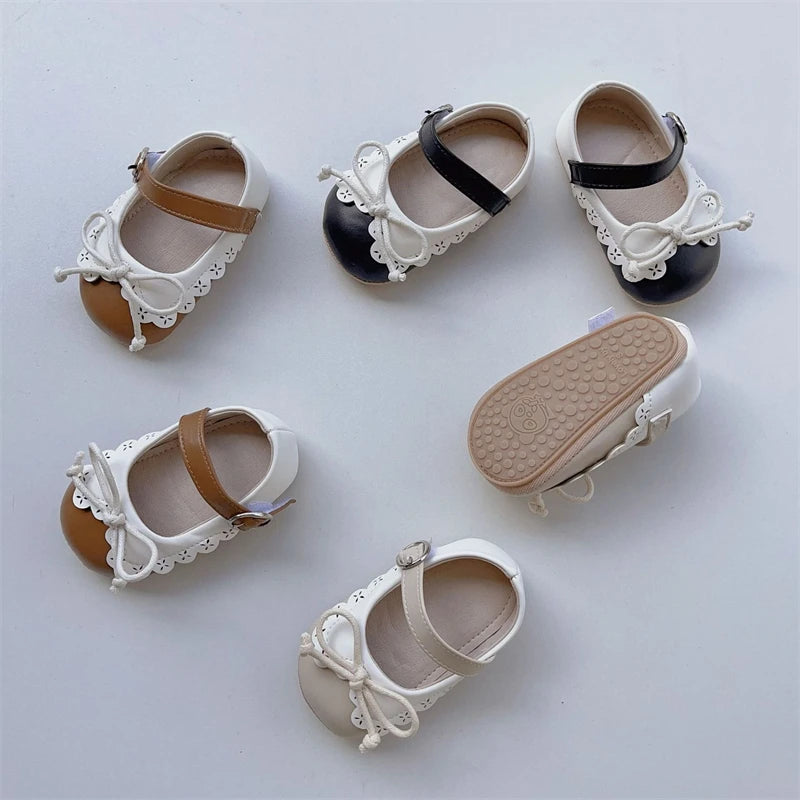 Baby Girls Walking Shoes Spring Autumn Newborn Shoes Infant Comfortable Soft Soled Toddler Kids Lace Bow Princess Shoes