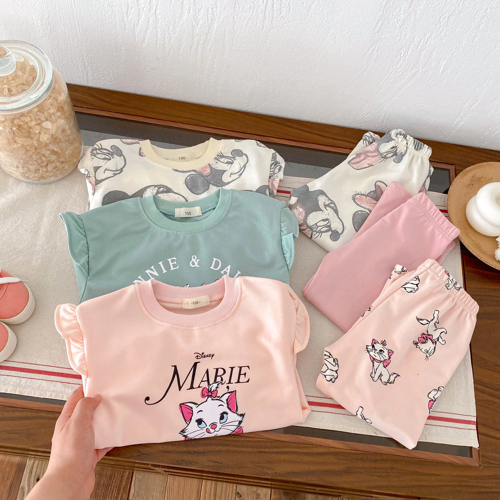 Minnie Mickey Jungen Mädchen Sweatshirt Set Cartoon Casual Kinder Langarm Trainingsanzug Kinderkleidung Oberteile + Hosen 2tlg/set 0-6J