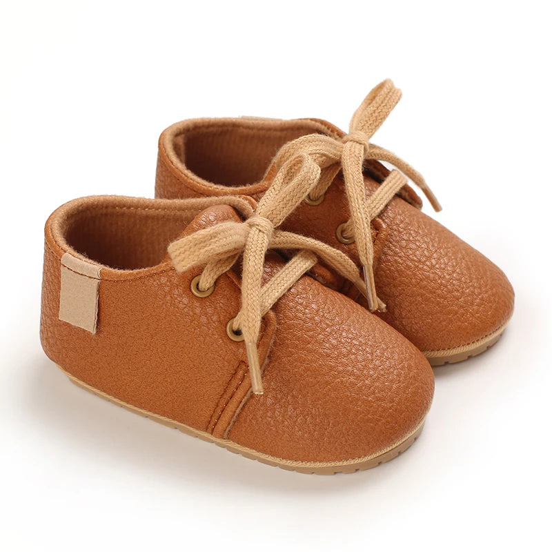 New Baby Shoes Retro Leather Boy Girl Shoes Multicolor Toddler Rubber Sole Anti-slip First Walkers Infant Newborn Moccasins