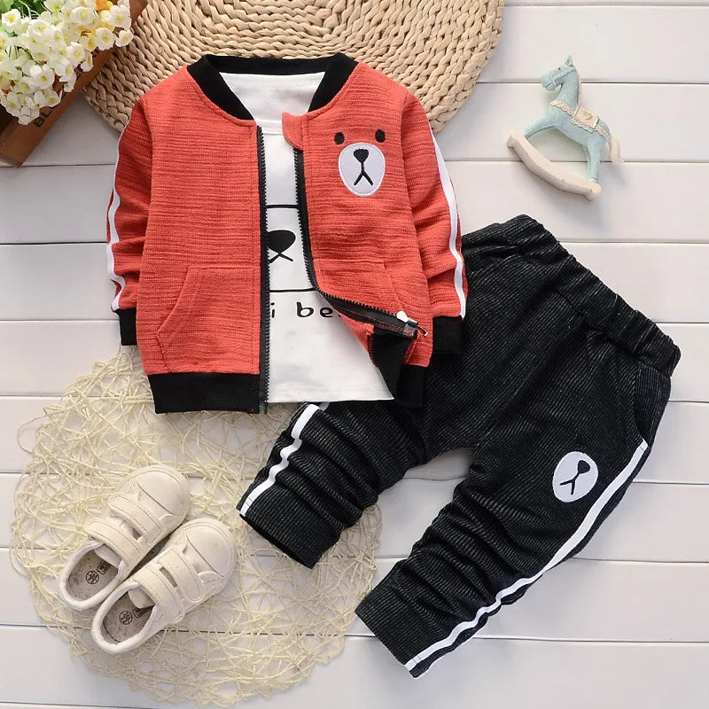 Conjunto de ropa para bebé niño, moda, algodón, tops con capucha + pantalones, 3 piezas, atuendos para niños, chándal para recién nacidos, conjuntos de ropa para niños