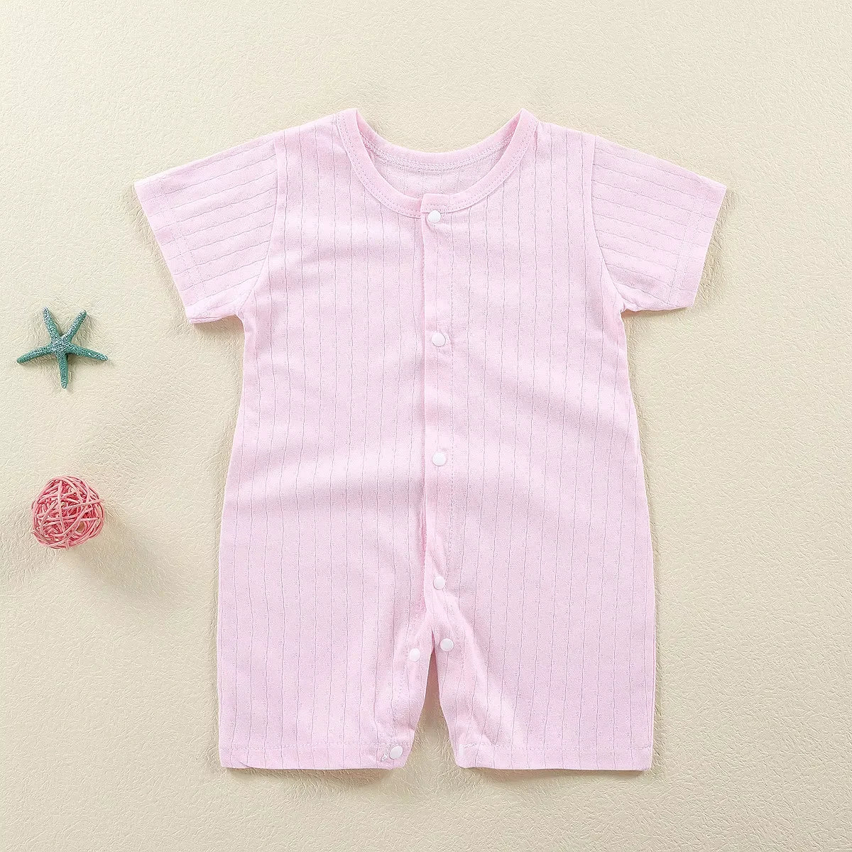 Baby Bodysuit 0-1 Years Cotton Jacquard Snap Closure Crawling Outfit Simple and Trendy Lightweight Romper