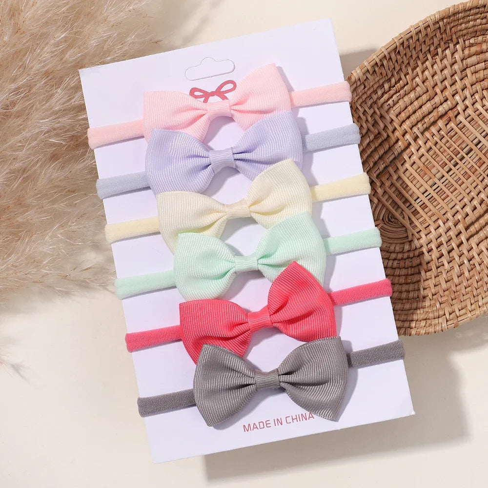 5Pcs/Set Elastic Baby Headband Solid Corduroy Ribbon Bow Headscarf Hairband Newborn Cute Knitted Headband Babe Hair Accessories