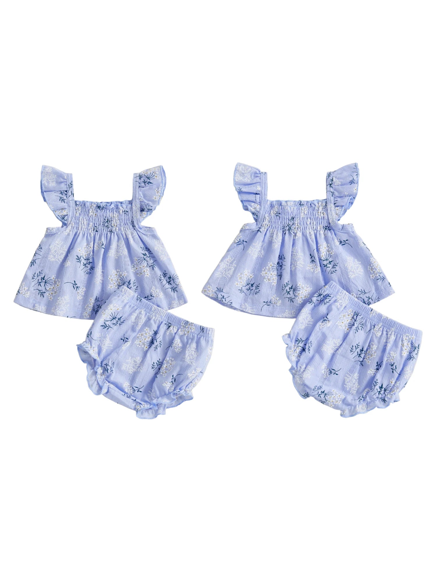 Toddler Girl Floral Print Flutter Sleeve Top and Shorts Set for Summer Cute 2 Piece Outfit for Casual Wear