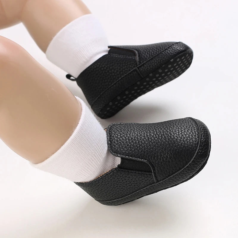 Baby Learning Walk Shoes, Slip-on Leather Casual Loafers, Soft Sole Comfortable Footwear for Infants 0-18M