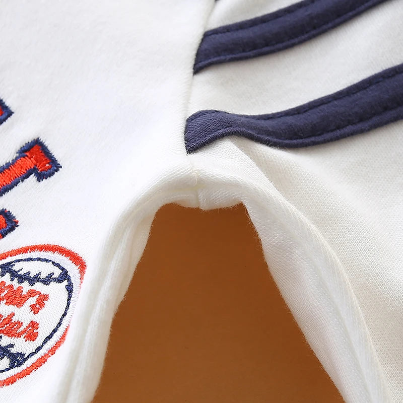 Baby jumpsuit spring & fall pure cotton long-sleeved newborn clothes 0-1 year old baby baseball uniform foot-covering hoodie