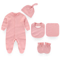 7 Packs Unisex Newborn Baby Girl Clothes Colors Solid Rompers+Burp Cloth+Bib+Hats+Gloves 100%cotton Soft Baby Clothing Sets
