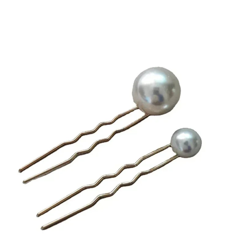 Koreanische U-förmige Haarnadeln, Vintage-elegante Perlen-Haarspangen, Metall-Haarnadeln, Haarstyling-Griffe, Dutt-Clips für Damen und Mädchen