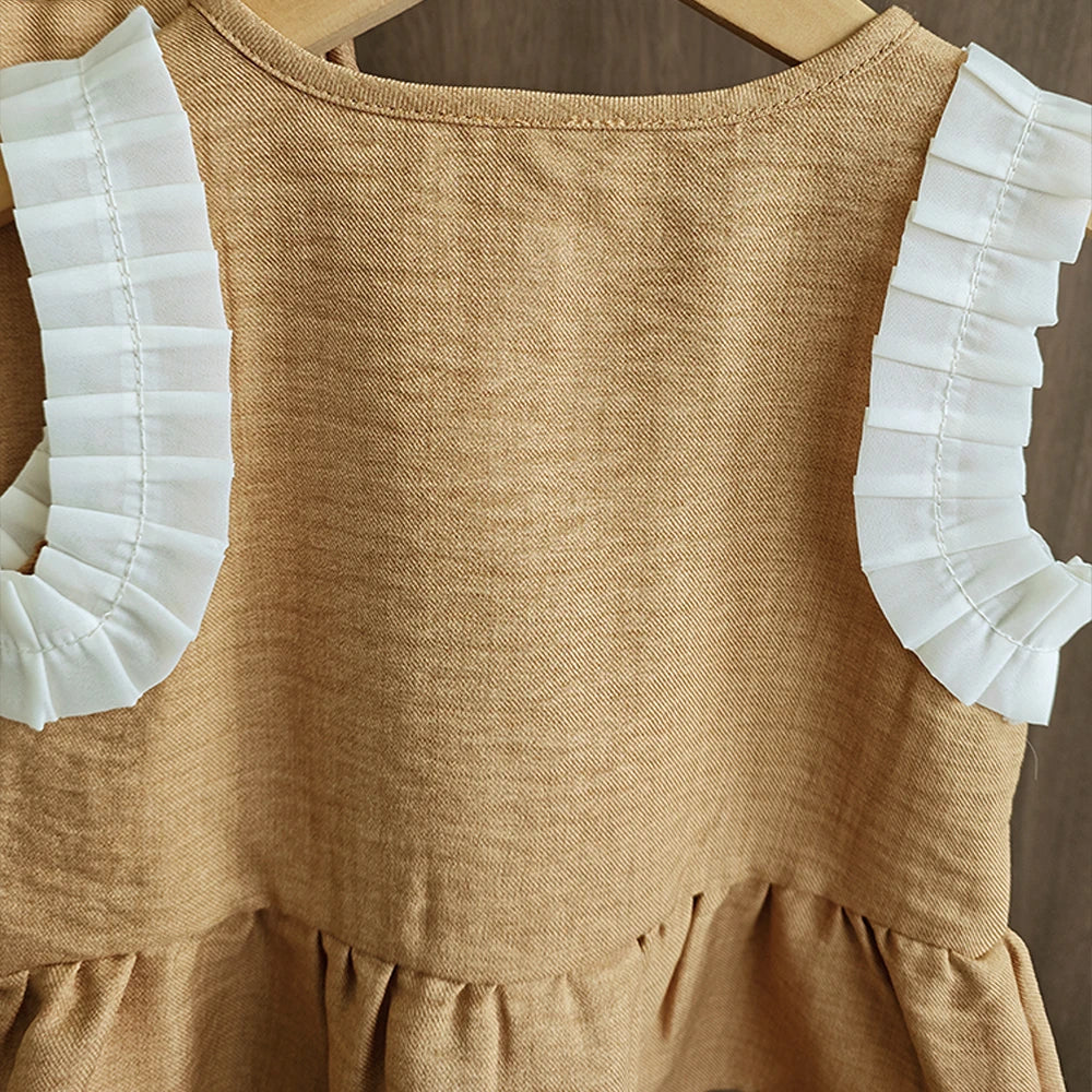 Bear Leader Koreanische Version Kinderkleidung Mädchen Blauer Imitations-Jeansanzug Sommer Neu Ärmelloses Oberteil + Weite Hose Zweiteiler Set