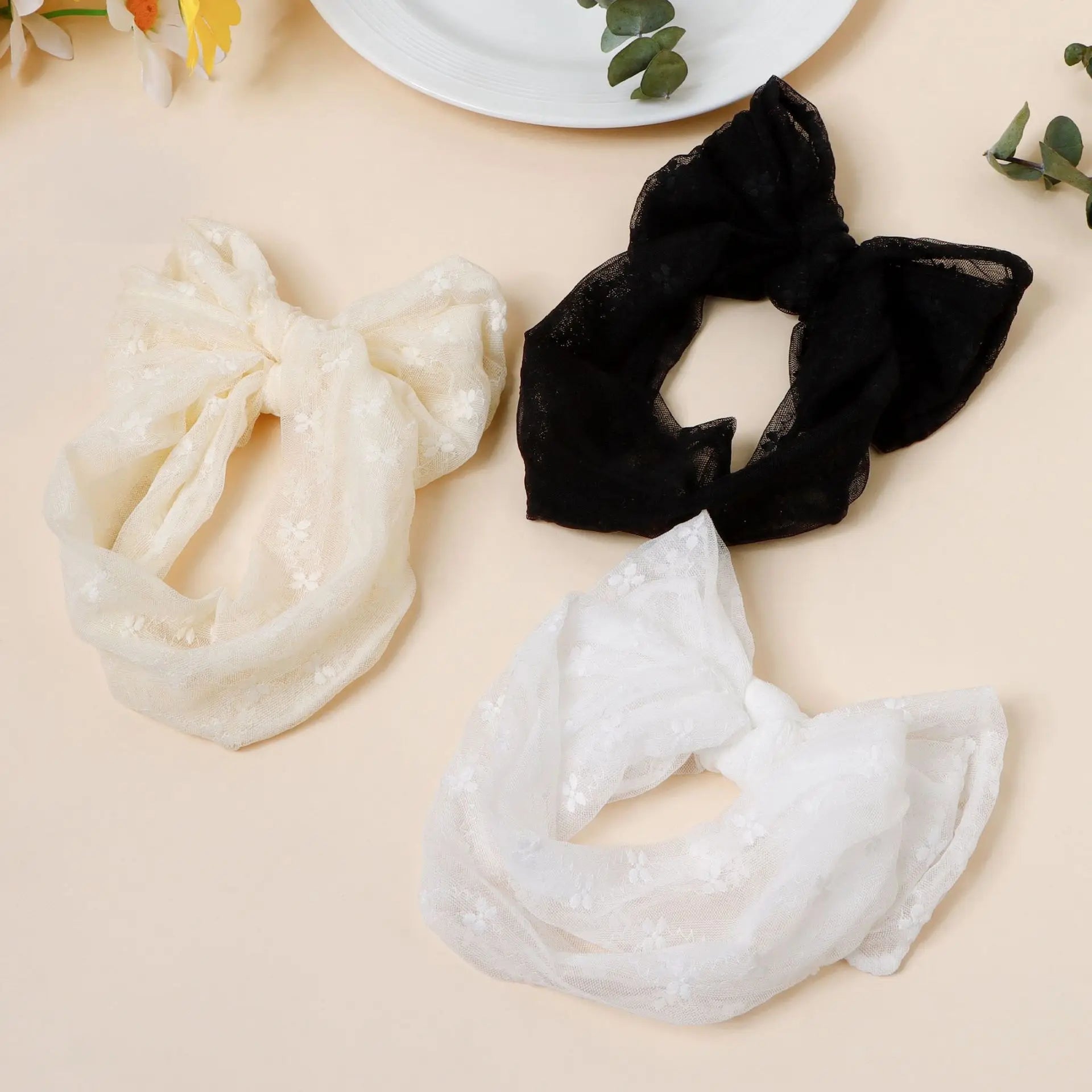 3pcs Baby Girl Headband Braised Mesh Double-layer Bow Headband Newborn Soft Turban Headwrap Baby Hair Accessories Kids Headwear