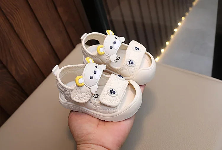 Toddler Sandals 2025 Summer Baby Beach Shoes Cute Cartoon Bear Infant Sandals Protect-toe Unisex Baby Boy Girl Sandals