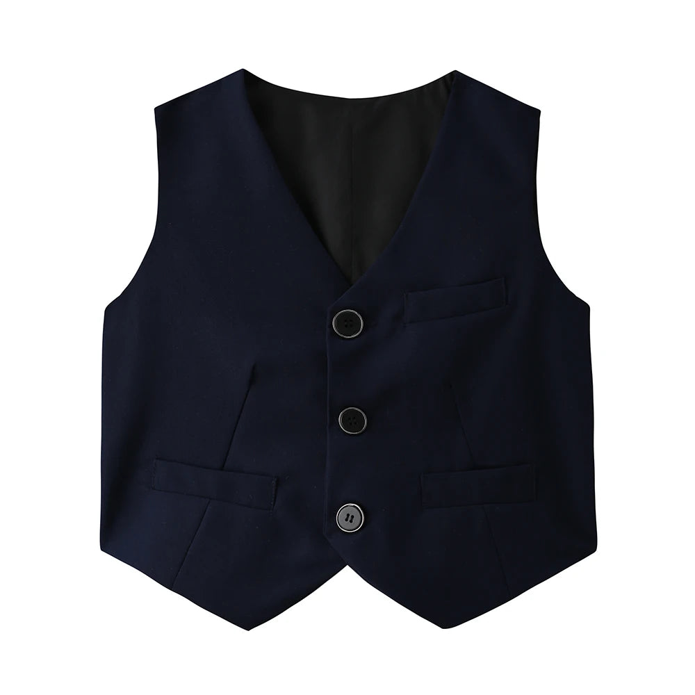 Kinderuniform für Jungen Mädchen Weste 4-teiliges Langarm-Herbst-Schulkleidungsset Teenager Preppy Stil Tägliches Modekleid