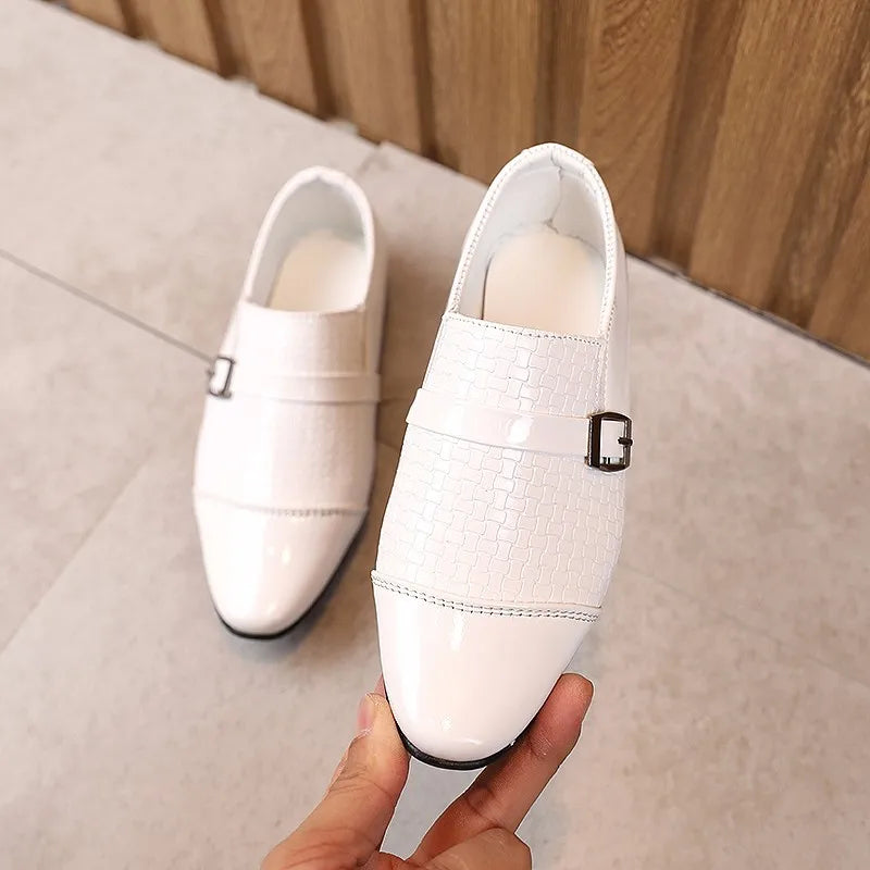 Kids Boys Girls Leather Shoes Students Boys Girls Soft Bottom Performance Shoes Black Fashion  Flower Kids Ceremonial Footwear