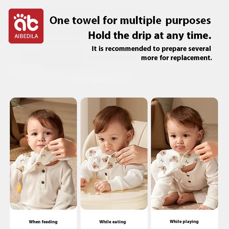 AIBEDILA Soft Baby Bibs Bandana Saliva Towels Burp Cloths Newborn Infant Toddler 0-1Y Comfortable Waterproof Feeding Bibs 2/3/4﻿