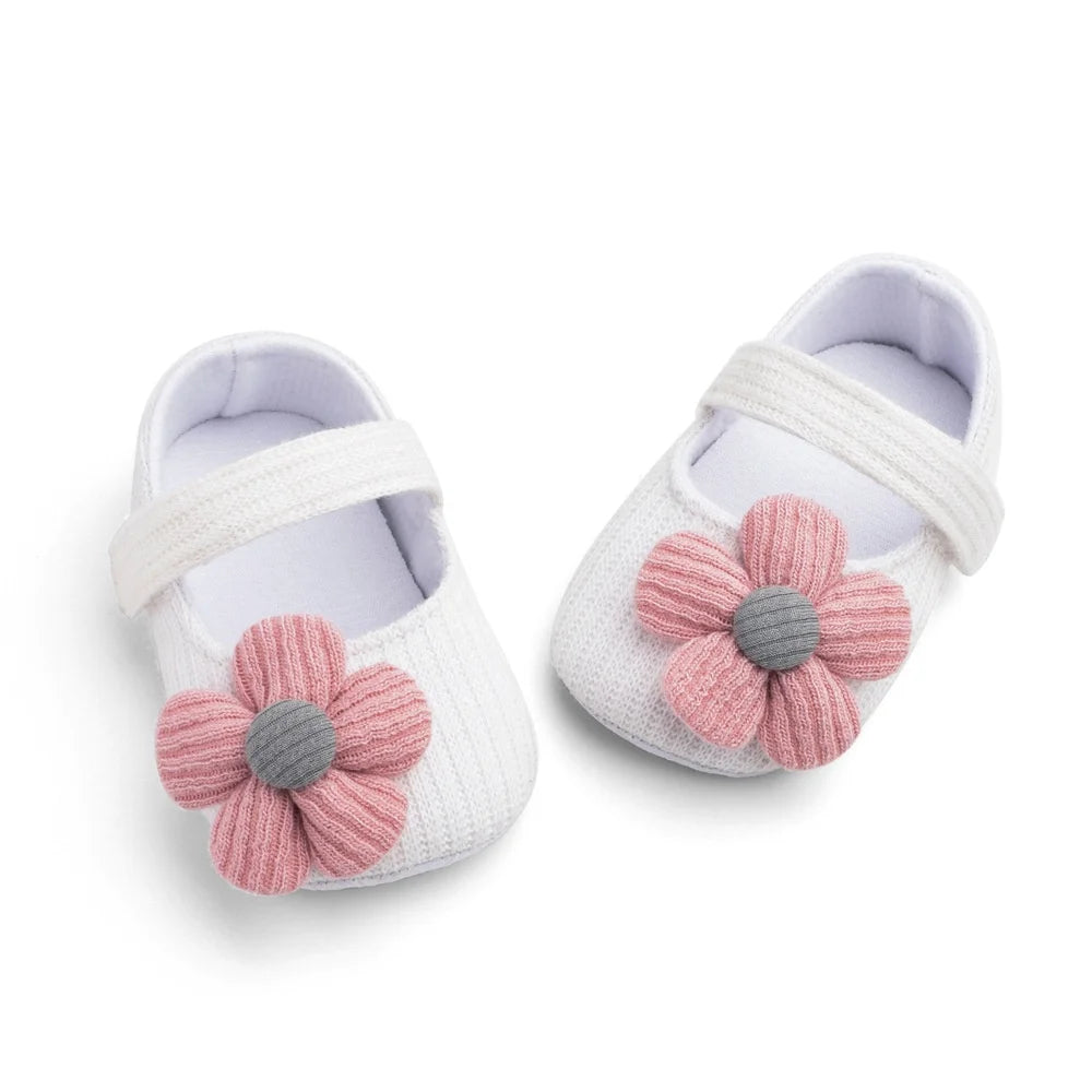 1Pair Baby Walking Shoes, Cute Flower Soft Sole Cloth Shoes, Adjustable Elastic, Suitable for 0-1 Years Old Baby Daily Wear