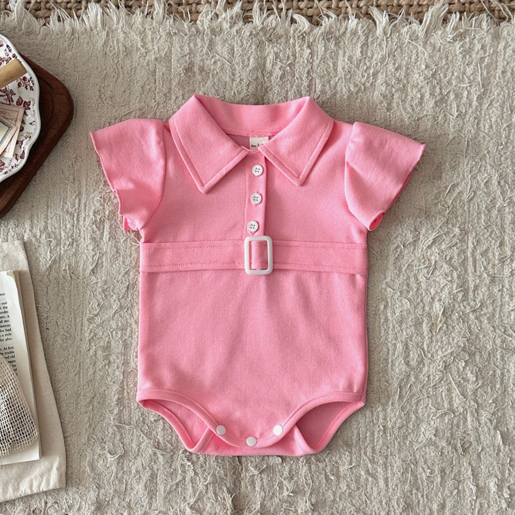 Babykleidung Baby Mädchen Body Sommer Kleidung Einfarbiger Strampler Weicher Freizeit-Overall für Neugeborene Kleidung