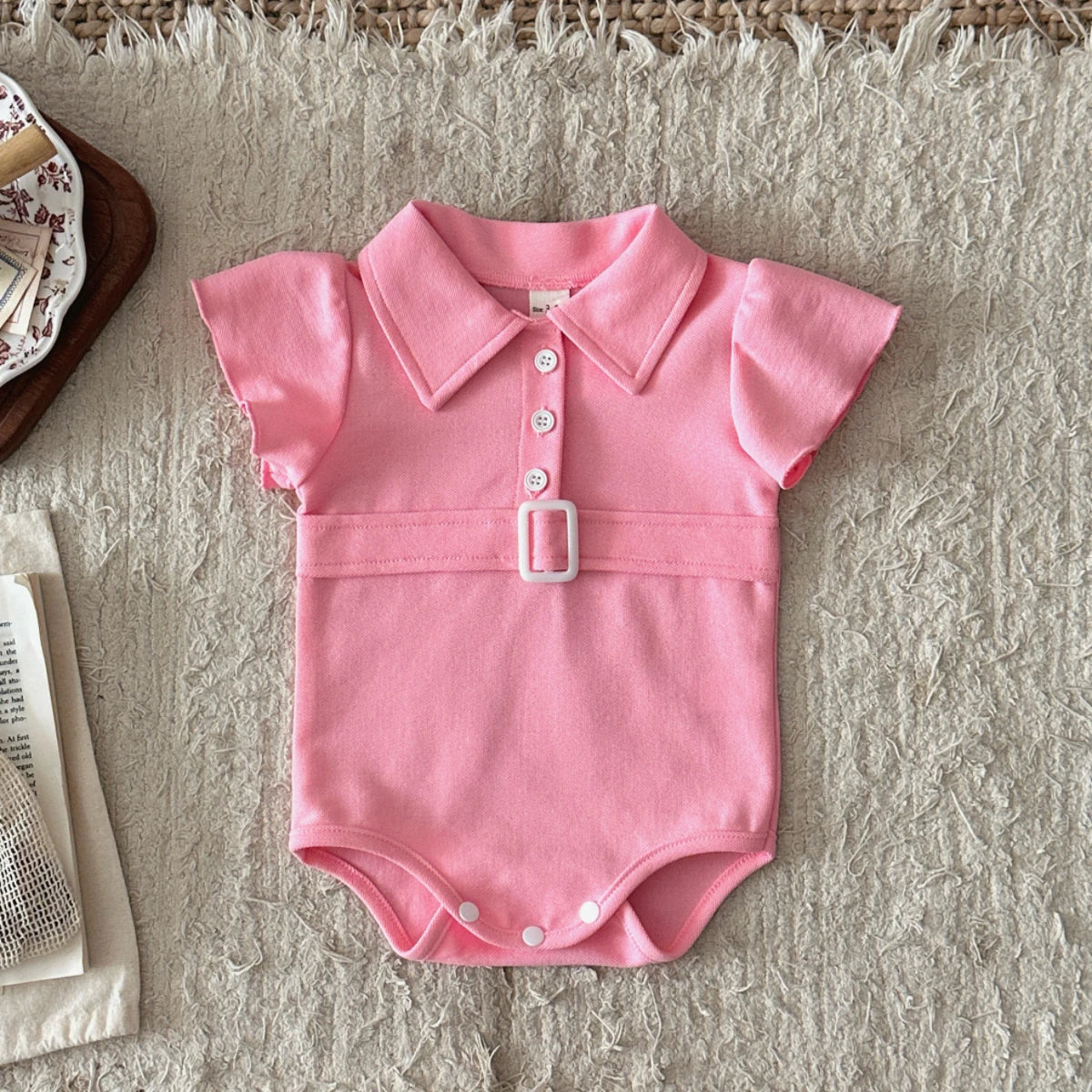 Babykleidung Baby Mädchen Body Sommer Kleidung Einfarbiger Strampler Weicher Freizeit-Overall für Neugeborene Kleidung