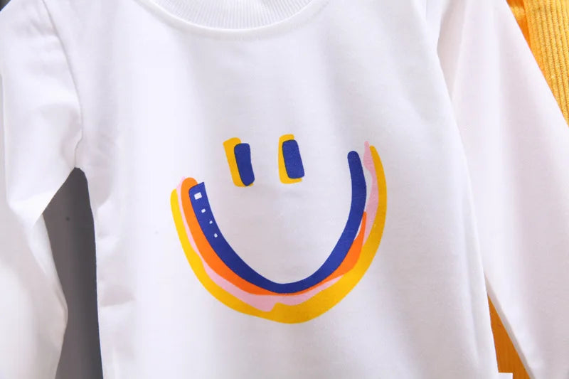 Conjunto de ropa para bebés y niñas pequeñas, primavera, otoño, pana, dibujos animados, conjuntos de ropa para niños, chaquetas con capucha y pantalones, traje para niños de 0 a 5 años