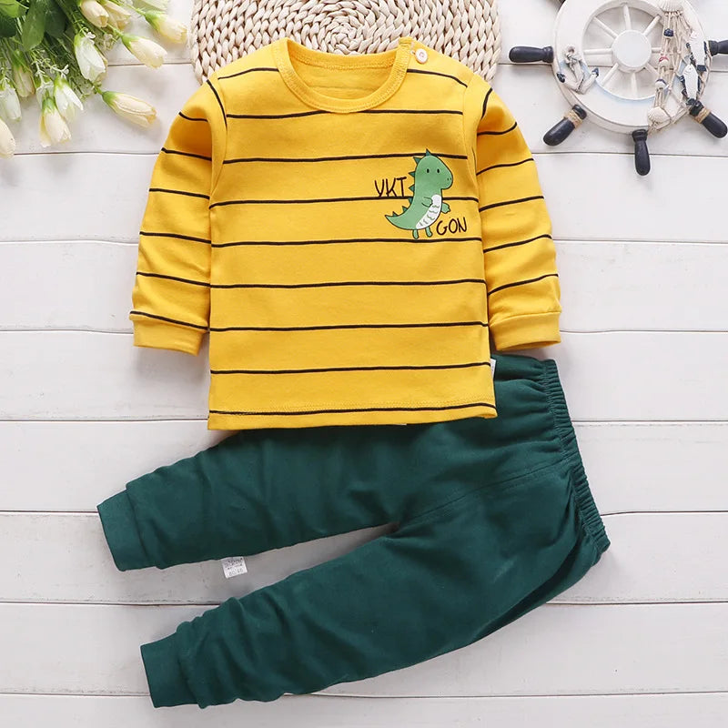 Babykleidung 0-5 Jahre, reine Baumwolle, langärmelig, für Jungen, Hauskleidung, reine Baumwolle, Mädchen-Baby-T-Shirt, lange Hose, Schlafanzug-Set