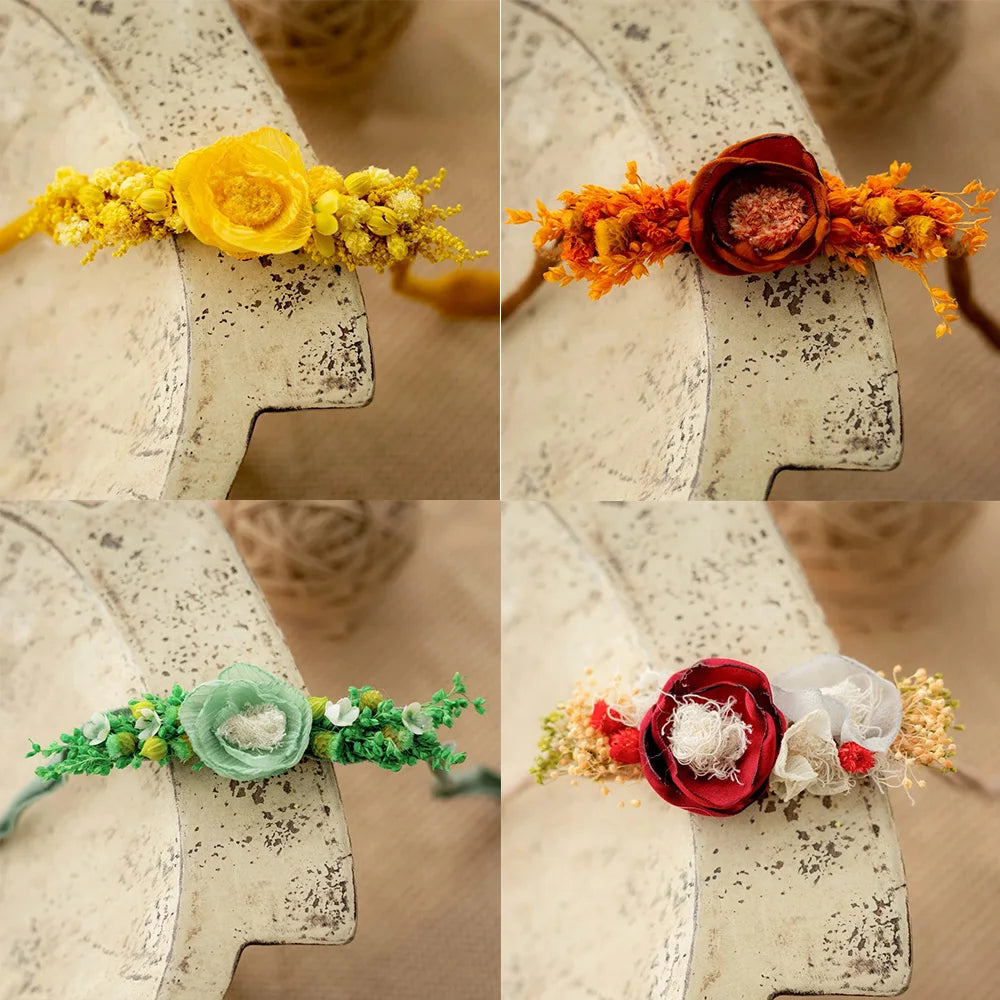 Baby Girl Headflower Headband Photography Props Handmade Adjustable Artificial Flower Headdress Studio Babies Photo Accessories