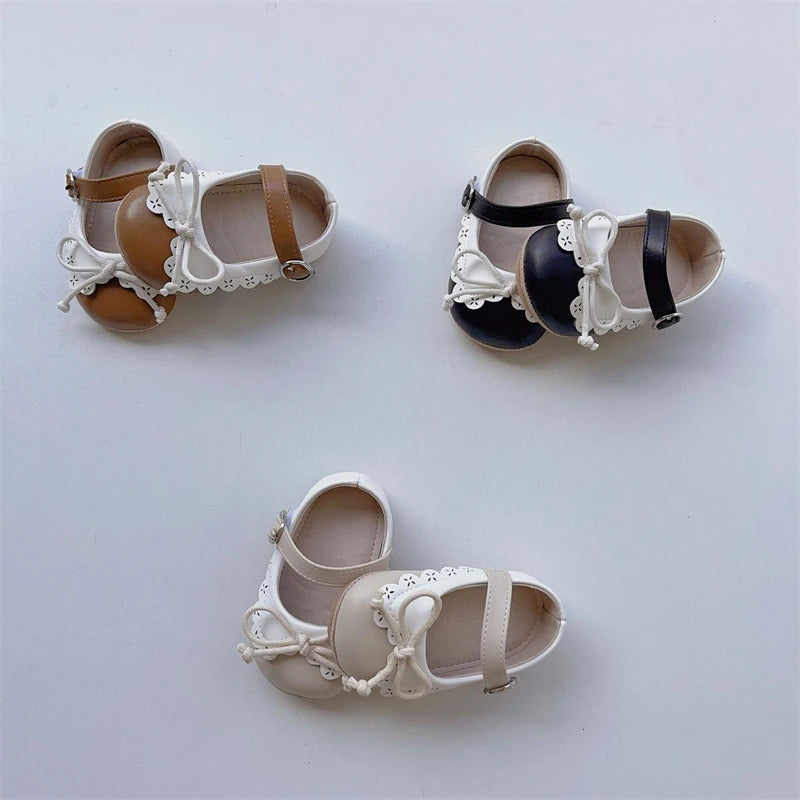 Baby Girls Walking Shoes Spring Autumn Newborn Shoes Infant Comfortable Soft Soled Toddler Kids Lace Bow Princess Shoes