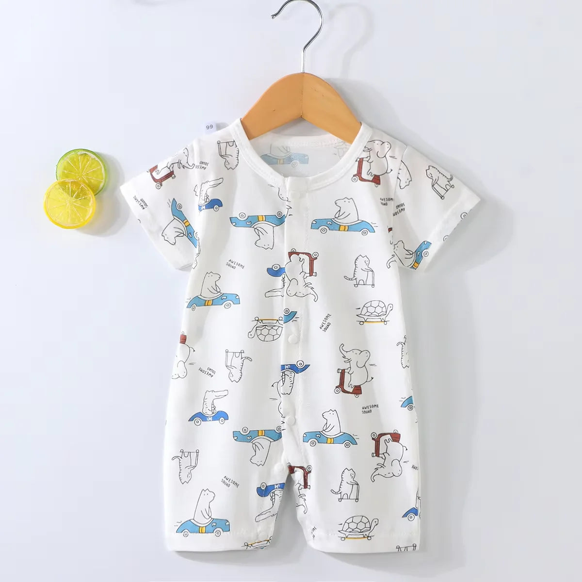 Baby Bodysuit 0-1 Years Cotton Jacquard Snap Closure Crawling Outfit Simple and Trendy Lightweight Romper