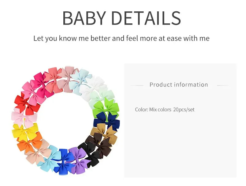 20 Colors Toddler Girls Hair Bows Clips Grosgrain Ribbon Pinwheel Hair Bows Hair Accessories for Baby Girls Kids Children Teens