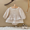 Summer Baby Girl Clothes Full Sleeve Lace Flower Girls Dress Cotton Baby Romper Princess Dress Suitable for babies aged 0-18M