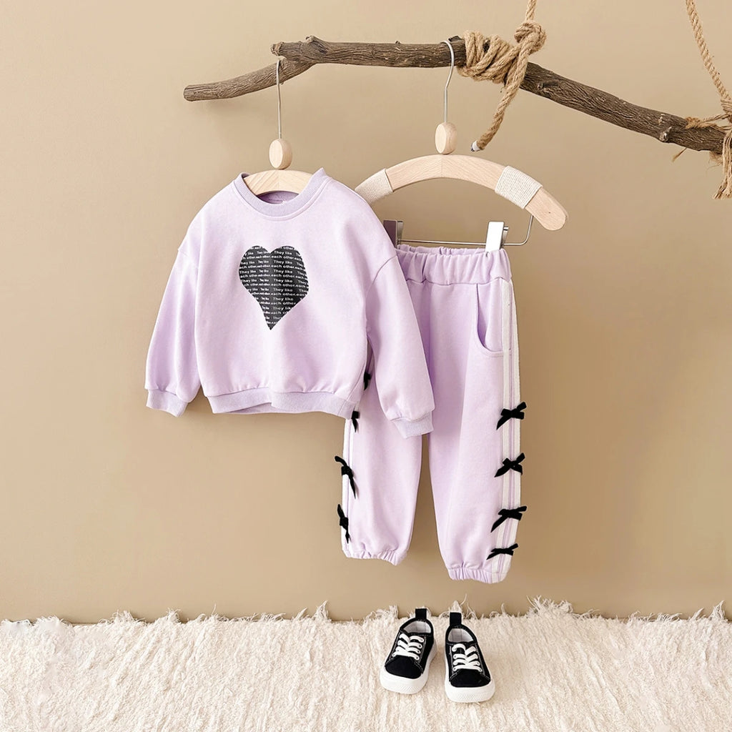 Baby Girl Clothes Toddler Sets Cotton Love Sweatshirt Long Sleeve Top+Bow Pants Spring Newborn Kids Clothing Infant Outfit Suits