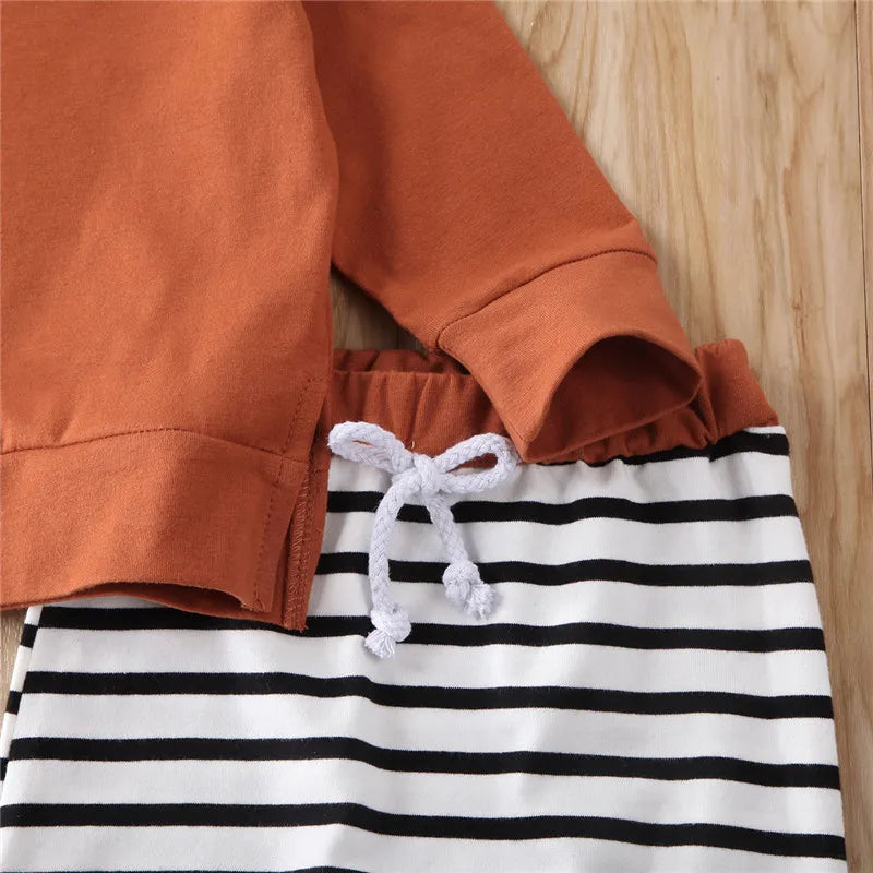 0-24months Boys infant Clothing Set Solid Brown shirt Top Pants Outfits for baby boys
