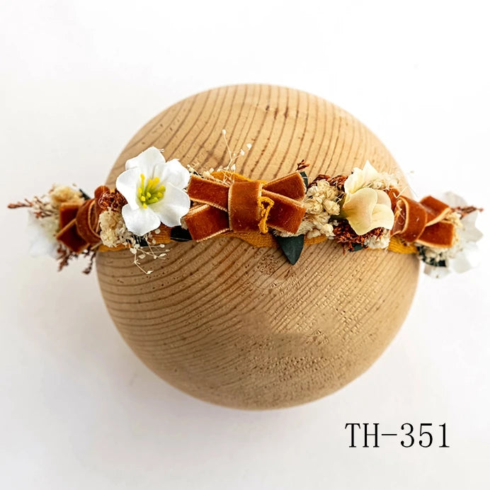 Newborn Headband for Photography Props Flower Baby Girl Tieback Flowers Pearl Wreath Newborn Photography Infant Hair Accessories