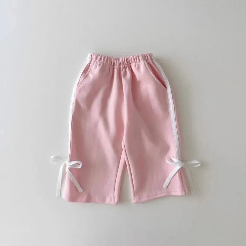 Baby Clothing Set Fashion Bow Decoration Pink Sports Top+Pants Two-piece Sets Sweatshirts Pant Suits 0-5 year old children's set