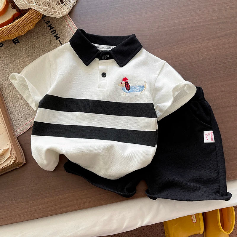 Moda de Verano para Niños Ropa Infantil de Algodón Polo T-Shirt + Pantalones Cortos 2 piezas Ropa Deportiva Casual para Niños Traje Casual 0-5 años