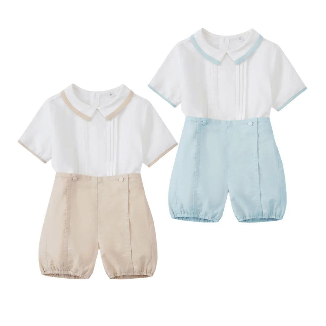 Conjuntos de dos piezas de verano de caballero para niños de 9, 12, 18, 24, 36 meses, ropa de cumpleaños o boda para bebés, de algodón suave