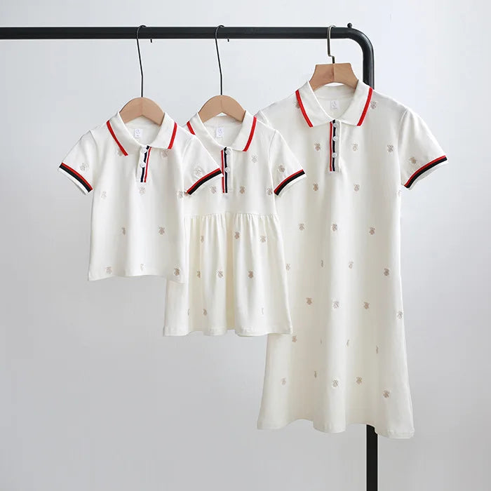 Mother Daughter Dresses Dad Son Shirts Father Baby Outfits for Family Matching Clothes Mom and Daughter Dress Sister Brother Set