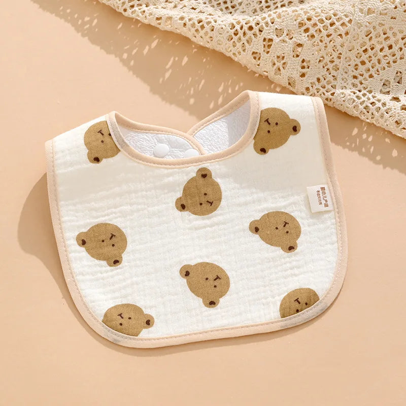 7pcs Cotton Baby Bibs Waterproof Burp Cloths Newborn Saliva Towel Cartoon Print Babies Accessories Baby Feeding Bib Items