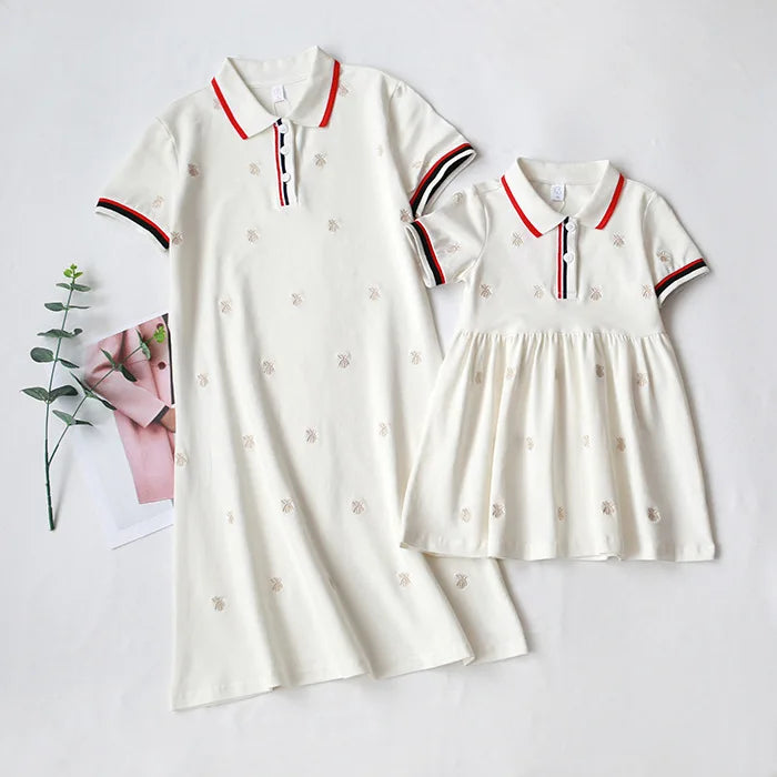 Mother Daughter Dresses Dad Son Shirts Father Baby Outfits for Family Matching Clothes Mom and Daughter Dress Sister Brother Set