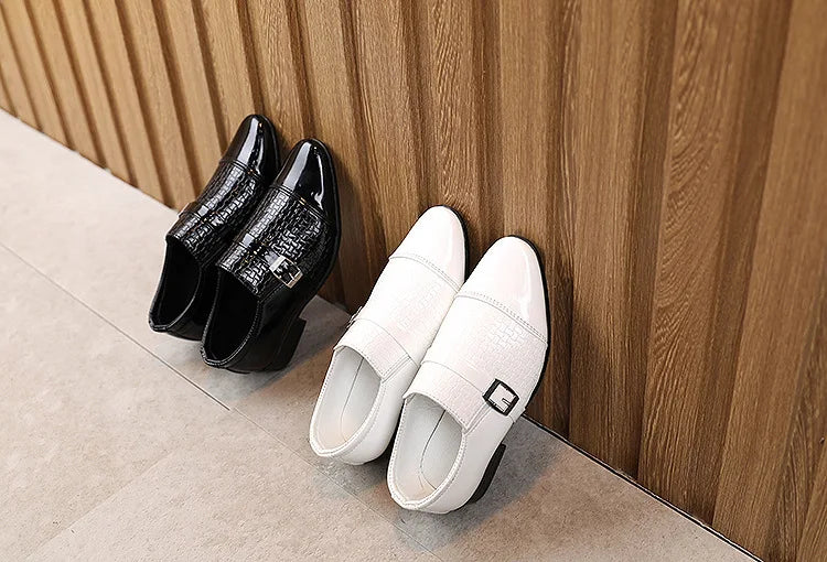 Kids Boys Girls Leather Shoes Students Boys Girls Soft Bottom Performance Shoes Black Fashion  Flower Kids Ceremonial Footwear