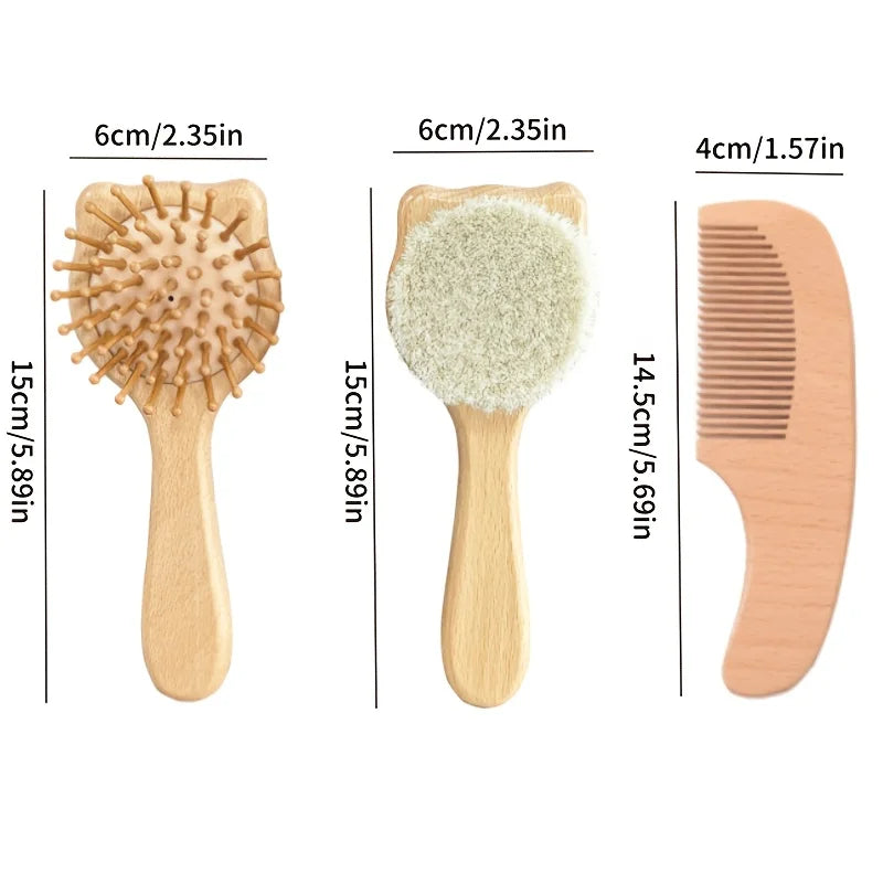 4/6pcs baby Care Set - Newborn Scalp Cleaning Soft Brush, Beechwood Bath Massage Comb, Air Cushion Comb, Nail Clipper, Cutter