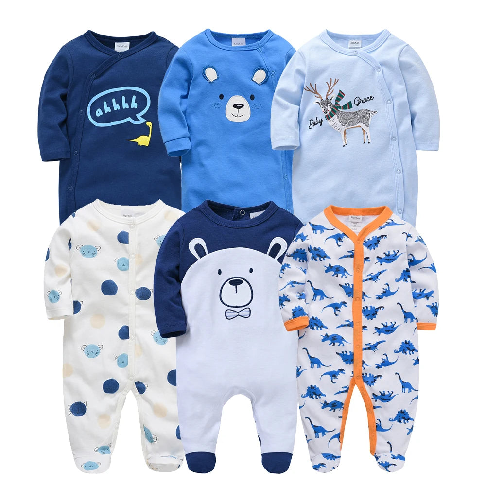KAVKAS 1/2/3 Stk. Baby Jungen Strampler Cartoon-Druck Overalls Baumwoll Babykleidung Kinder Jumpsuit Neugeborenen Pyjamas 0-3 Monate