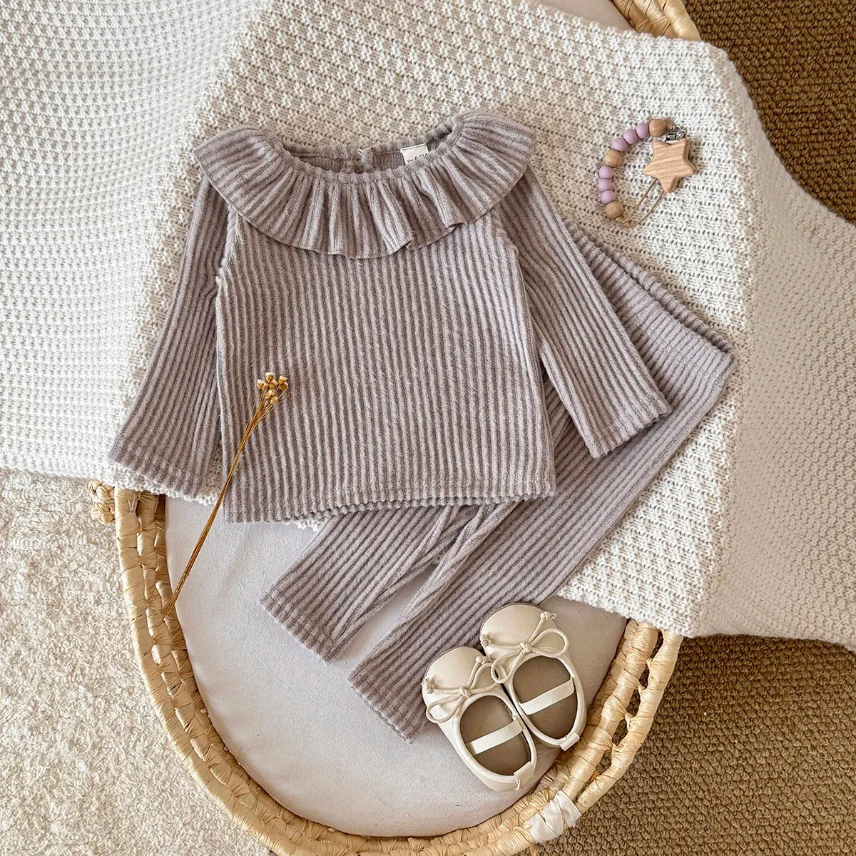 Baby Clothing Sets Autumn Casual 2 PCS Sets Baby Girls Clothes Lapel Top+Pants 1-3 Years Old Baby Stuff