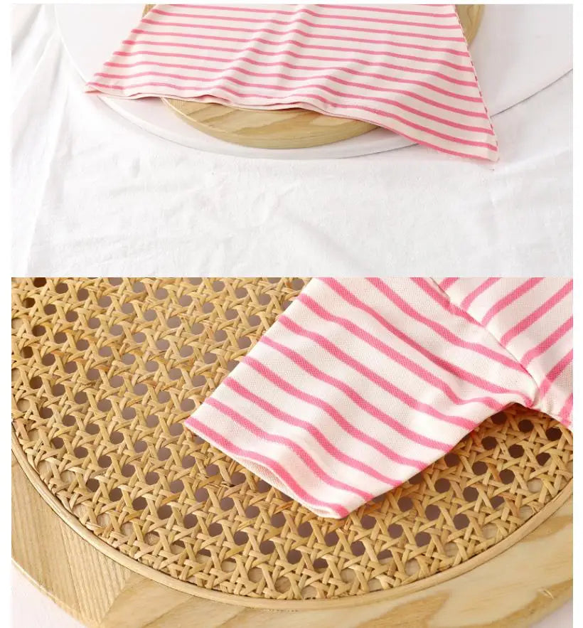 Vestido nuevo para niñas 2025, edición coreana de verano, a rayas con fresas y cuello de solapa, vestido casual para niñas de 1 a 10 años.