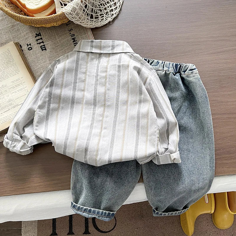 Conjuntos de ropa para niños primavera otoño 2026 camisas de moda para niños, corbata y pantalones, traje de fiesta de 2 piezas para bebé, chándales, ropa para niños pequeños