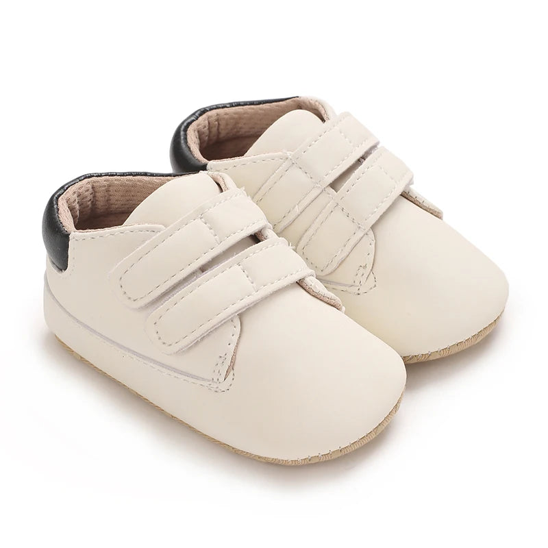 Newborn Baby Shoes Classic Leather Soft Soles Non Slip Toddler Walking Shoes for Boys and Girls 0-18M First Step Walking Shoes
