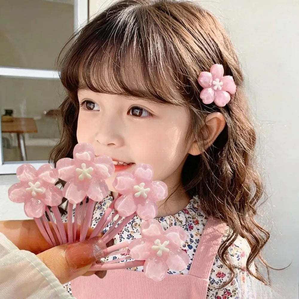 2Pcs/lot Pink Sakura Bobby Pins Hairpin Side Hair Clip Girl Women Cute Creamy Pink Flower Headwear Sweet Hairpins Ornament Gifts