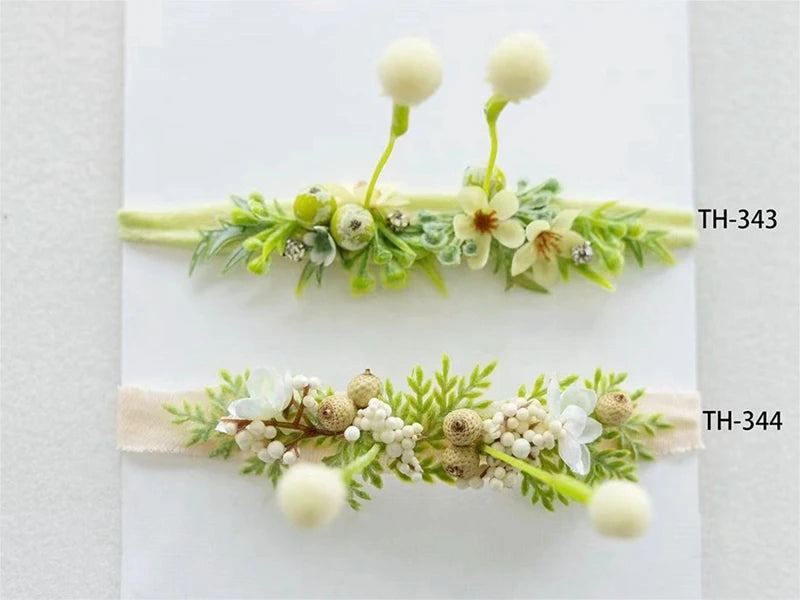 Newborn Headband for Photography Props Flower Baby Girl Tieback Flowers Pearl Wreath Newborn Photography Infant Hair Accessories