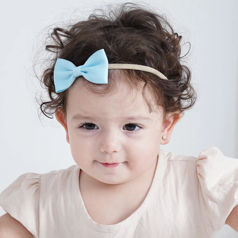 5Pcs/Set Elastic Baby Headband Solid Corduroy Ribbon Bow Headscarf Hairband Newborn Cute Knitted Headband Babe Hair Accessories