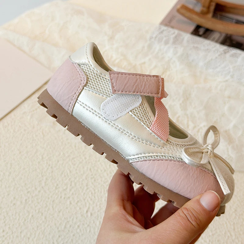 Children's Little Leather Shoes for Girls Elegant Ballet Soft Sole Flexible Bow Anti Slip Toddler Fashion Princess Single Shoes