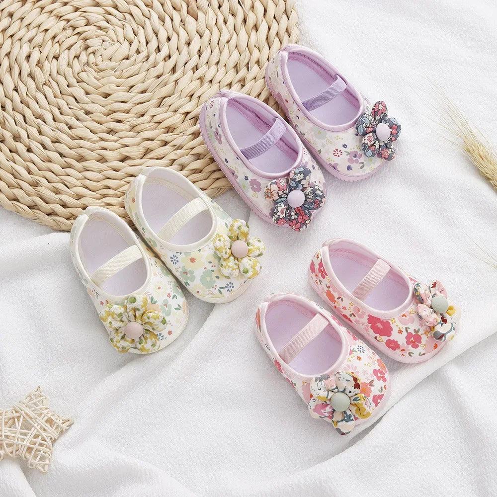 Zapatos de Bebé para Niñas, Flores Coloridas, Zapatos de Princesa, Bebé y Niño Pequeño, Algodón Suave, Antideslizantes, Primeros Pasos, 0-18 Meses