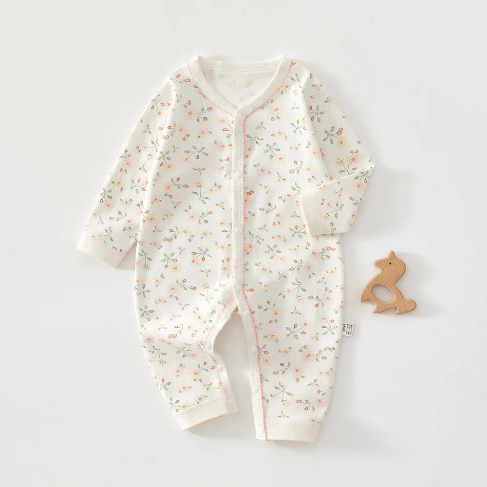 Bezaubernder Baby-Strampler für Frühling und Herbst, weicher Strampler aus reiner Baumwolle, Prinzessinnen- & Prinzen-Stil, perfekter Krabbelanzug für Babys.