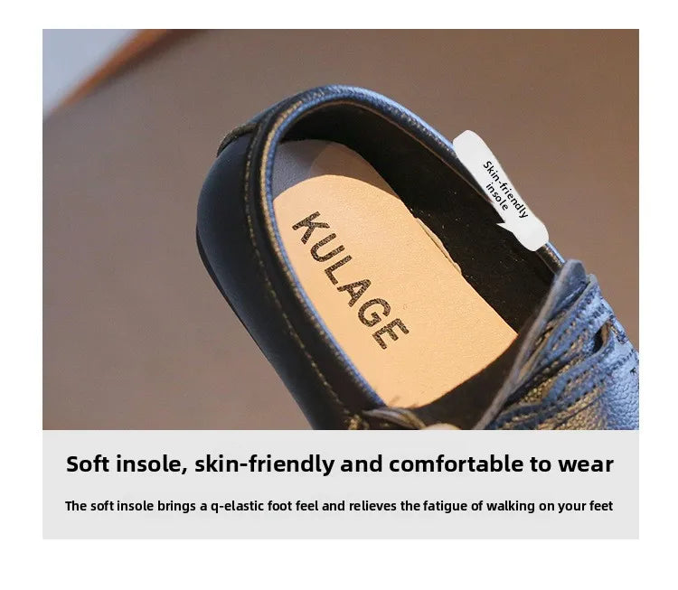 Boy Leather Shoe Fashion Solid Color Versatile Kids School Causal Single Shoes Breathable Non-slip Children Slip-on Flat Loafers